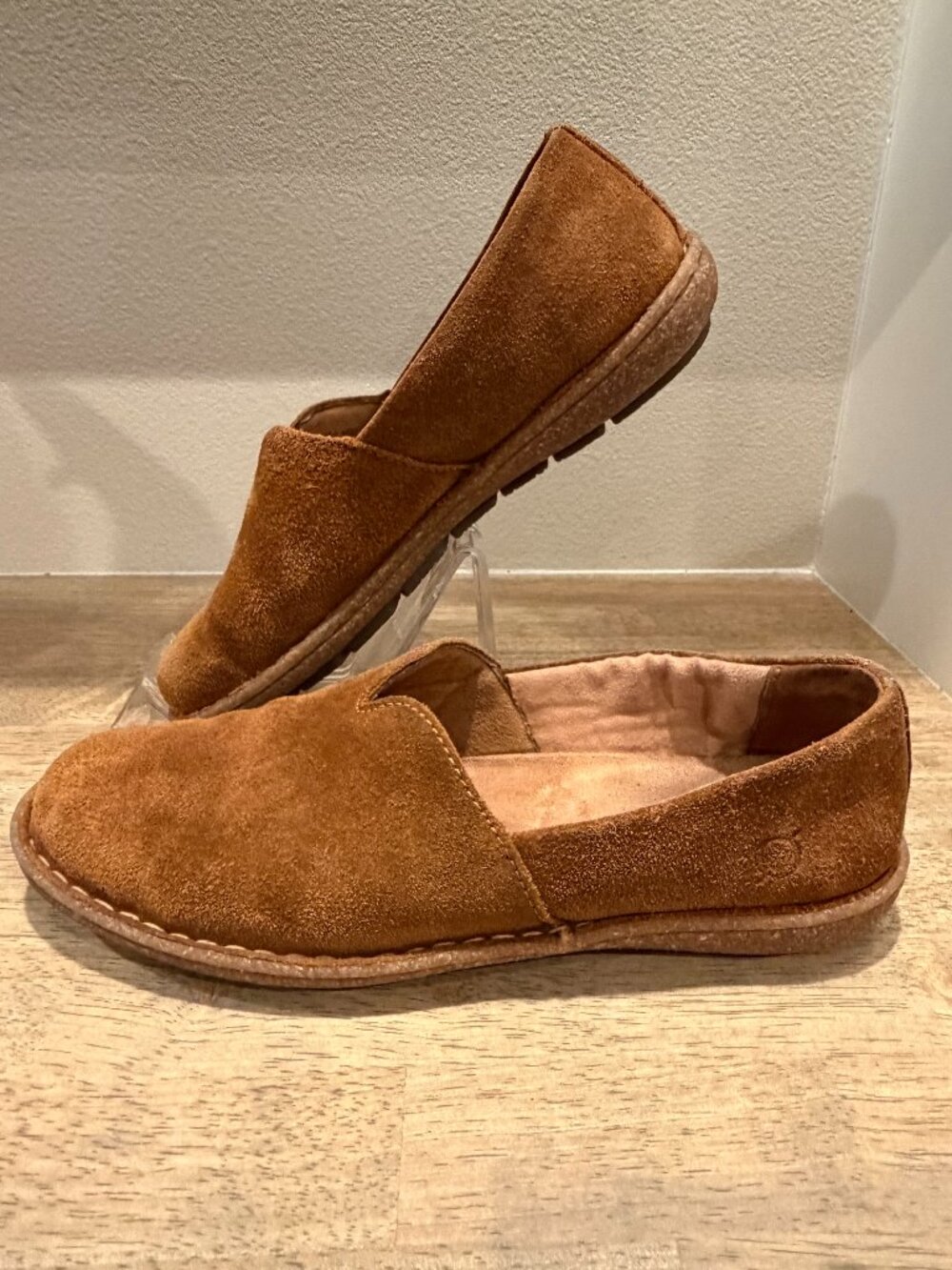 Born Tan Suede Leather Slip-On Loafers Size 9